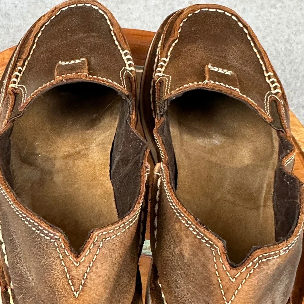 Ariat Bomber Cruiser Brown Distressed Leather Moc Toe Slip On Loafers Womens 8.5